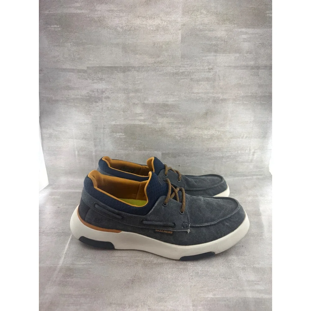 Skechers Relaxed Fit Navy Boat Shoes Men Sz 8.5 Air-Cooled Memory Foam 65896